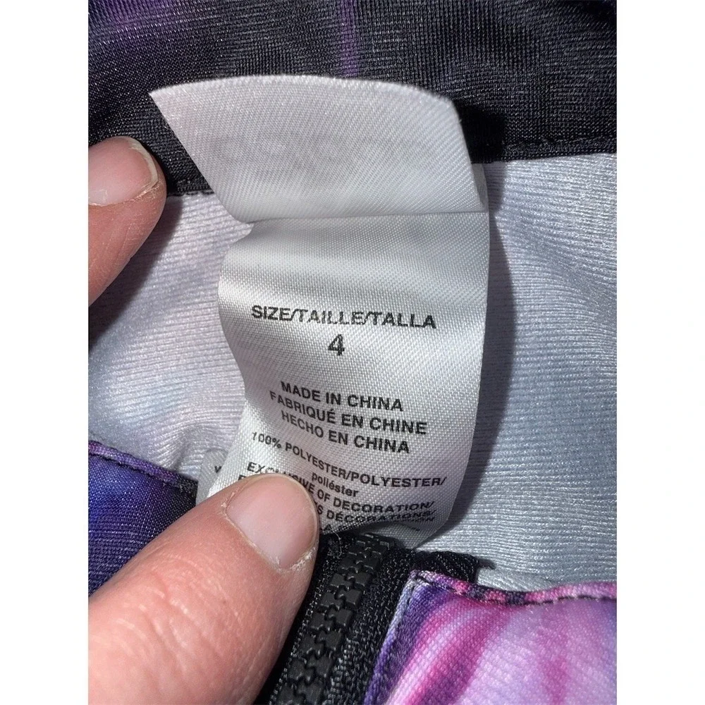 Adidas Girls Track Jacket Size 4 Purple Floral Full Zip 3-Stripe activewear cozy